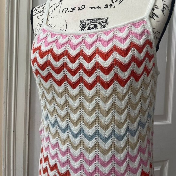 EMBELISHED CROCHET KNITTED BODYCON DRESS CAMILLE MULTICOLOR STRIPES Sz M TRENDY - Picture 4 of 16